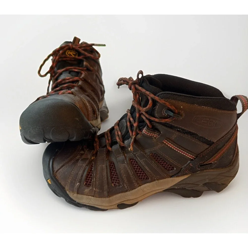 KEEN Men's Shitake Flint II Mid Utility Steel Toe Boots Size 9 D Shoe-Goo READ